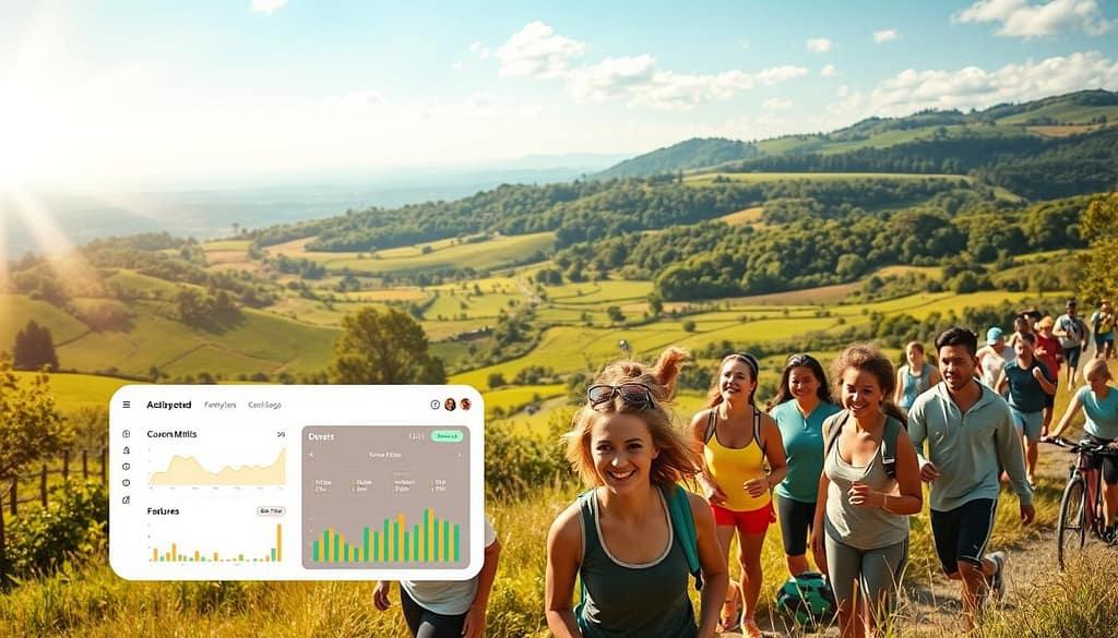 A vibrant, sustainable sports app interface set against a backdrop of a lush, verdant grassroots community. In the foreground, a clean, intuitive dashboard showcases metrics and features tailored for local sports organizers. The middle ground depicts diverse athletes and spectators engaged in a variety of outdoor activities, their faces exuding a sense of joy and camaraderie. In the background, a panoramic view of rolling hills, meandering trails, and sun-dappled fields create a serene, nature-inspired atmosphere. Warm, soft lighting enhances the organic feel, while a subtle lens flare adds a touch of dynamism. The overall composition conveys a harmonious fusion of technology, community, and environmental sustainability. A vibrant, sustainable sports app interface set against a backdrop of a lush, verdant grassroots community. In the foreground, a clean, intuitive dashboard showcases metrics and features tailored for local sports organizers. The middle ground depicts diverse athletes and spectators engaged in a variety of outdoor activities, their faces exuding a sense of joy and camaraderie. In the background, a panoramic view of rolling hills, meandering trails, and sun-dappled fields create a serene, nature-inspired atmosphere. Warm, soft lighting enhances the organic feel, while a subtle lens flare adds a touch of dynamism. The overall composition conveys a harmonious fusion of technology, community, and environmental sustainability.