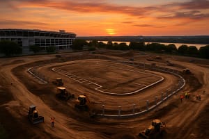 Commanders Stadium Development site with construction planning near RFK campus fields