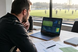 MLS Roster Strategies board beside a soccer pitch before a playoff training session