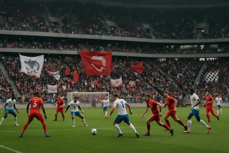 Soccer team arriving at an alternate match venue with travel bags