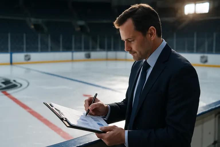 Hockey business presentation showing arena seating and revenue charts
