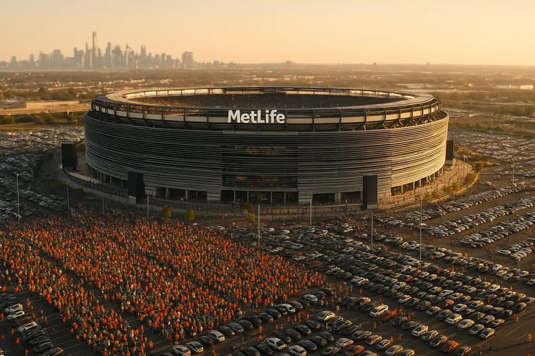 MetLife World Cup final crowd outside a New Jersey stadium before kickoff