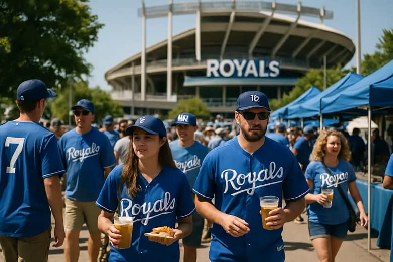 Royals Stadium Impact view of a downtown ballpark concept near Kansas City streets