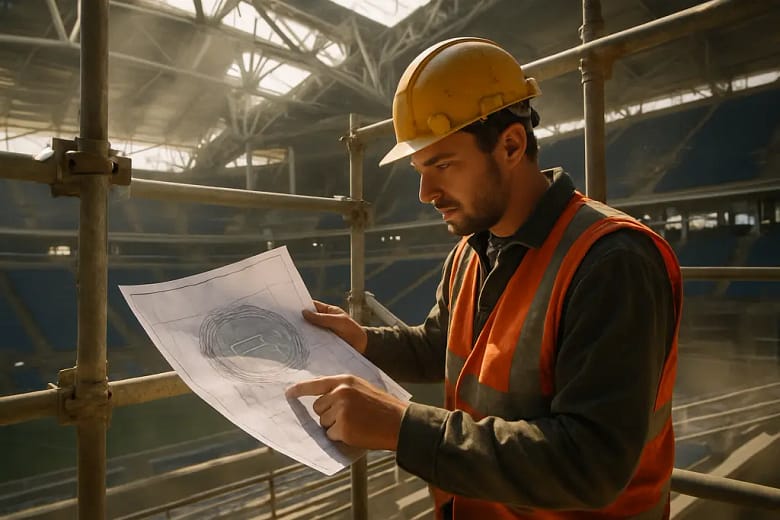Arthur Ashe Renovation with stadium seating and practice courts under construction