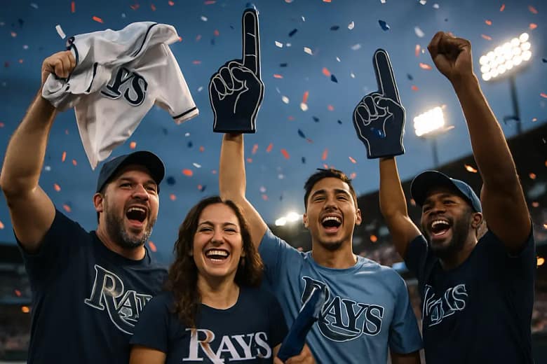 Rays Stadium Funding scene with baseball venue model and civic finance documents on a table