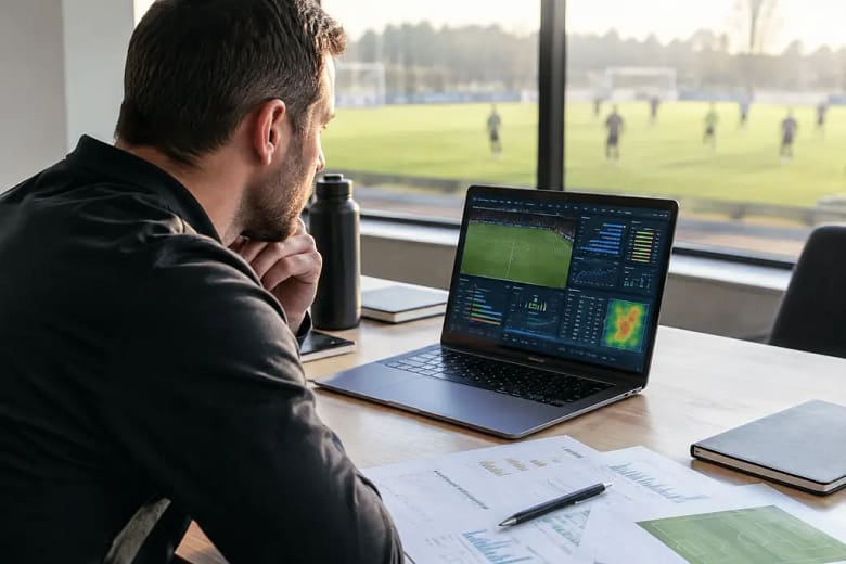 MLS Roster Strategies board beside a soccer pitch before a playoff training session