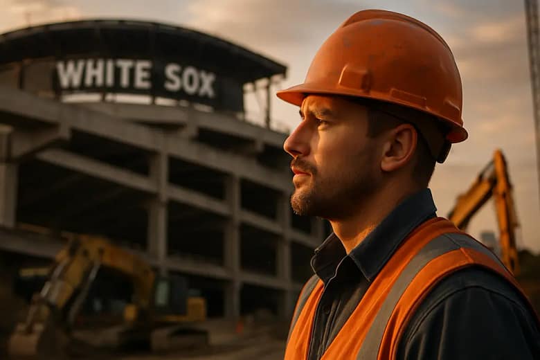 White Sox stadium concept site near rail tracks and the Chicago River